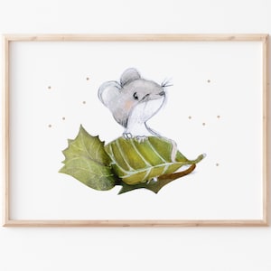 Poster Kinderzimmer A4 A3 "Maus", Kinderposter, Waldtiere Kinderbild Waldtiere, Kinderzimmer Wanddeko, Tierposter Kinderzimmer, Kinderbilder