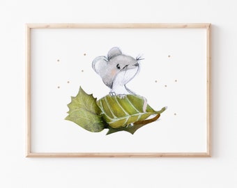 Poster children's room A4 A3 "Mouse", children's poster, forest animals children's picture forest animals, children's room wall decoration, animal poster children's room, children's pictures