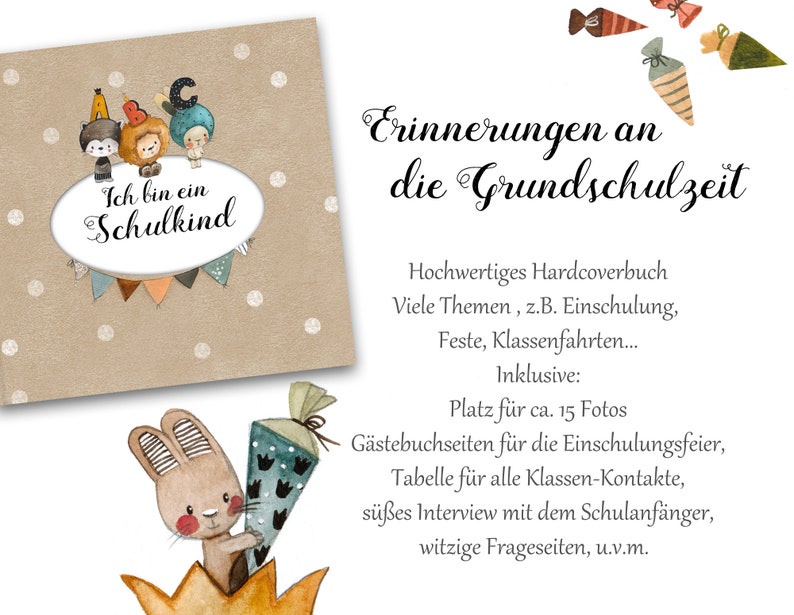 Schulkind Album, Einschulung Buch Geschenk, Geschenk Schulanfang, Geschenk zum Schulstart, Schulkind Buch Bild 4