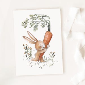 Osterkarte "Möhrchen für Hase", Osterkarten, Karten für Ostern, Postkarten, Osterdeko, Hasenbilder, DIN A6