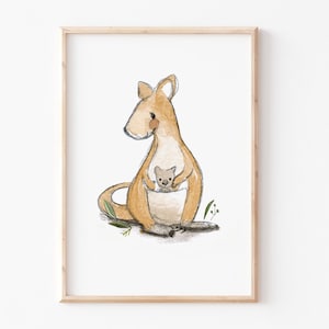 Poster Kinderbild "Känguru", Kinderzimmer, Tierposter, Wanddeko Kinderzimmer