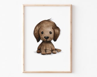 Poster Kinderzimmer "Hund" A4 A3 Kinderbild,  Kinderbilder, Tierbild Kinderzimmer, Welpe, Labrador, Kinderzimmer Bild, Hund Poster