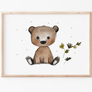 Kinderposter A4 A3 Kinderbild "Waldbär", Bär Kinderposter, Waldtiere Poster fürs Kinderzimmer, Kinderposter Waldtiere, Bär Tierprint Kinder