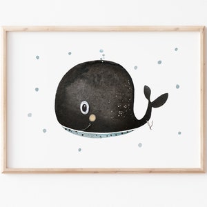 Children's picture "Whale" poster, children's room wall decoration, children's pictures