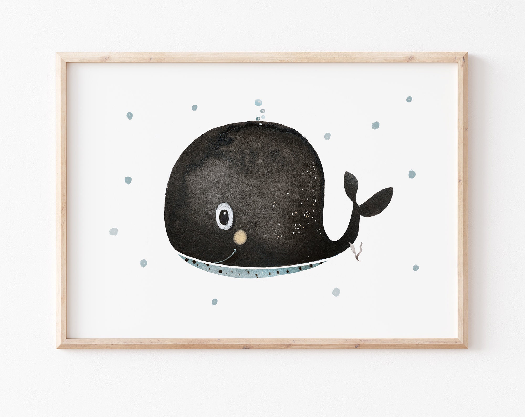 Children's picture "Whale" poster, children's room wall decoration, children's pictures