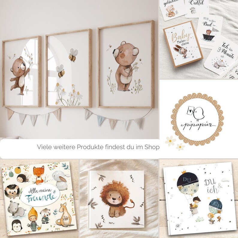 Kinderbild "Löwe" A4 A3, Kinderposter, Löwenposter, Tierposter, Aquarell, Tier-Print, Kinderzimmer Bilder, Kinderposter Löwe, Kinderposter bild 7