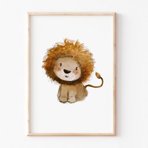Kinderbild "Löwe" A4 A3, Kinderposter, Löwenposter, Tierposter, Aquarell, Tier-Print, Kinderzimmer Bilder, Kinderposter Löwe, Kinderposter