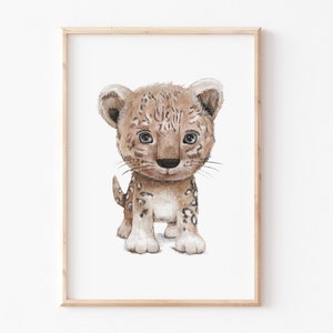 Kinderbild "Leopard", Poster Kinderzimmer, Safari Poster, Kinderposter, Poster, Tierposter, Tierprint, Kinderzimmer Bilder, Raubkatze Poster