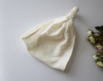 Scarf with elastic muslin ecru embroidery wide headband