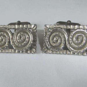 Boutons De Manchette Argent Et Bleu Clair - Style Années 70 - Modèle 51717 - Occasion