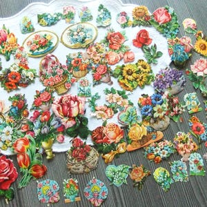 Konvolut Alte Blumen Glanzbilder/ Poesiebilder