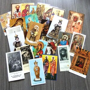 Coleção de antigos cartões de oração, cartões de lembrança, cartões religiosos