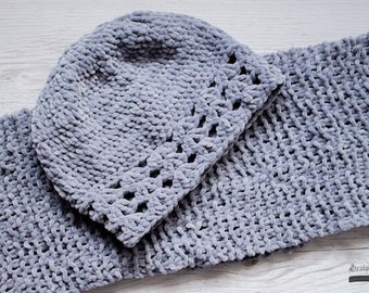 SOFORT VERSAND !Geschenkset für Damen, LOCKERE Kuschelwarme Mütze mit Loop,grau Beanie , Rundschal grau, Geschenk für Mama,Mütze grau