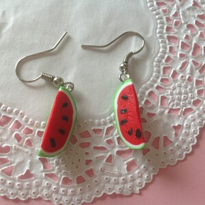 Wassermelonen Ohrringe aus Fimo, Polymerclay Ohrhänger, Kinderschmuck, Ohrschmuck, image 2