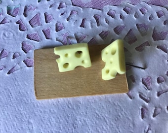 Käse Ohrstecker, ausgefallener Schmuck, Fimo Käse, Fakefood Schmuck