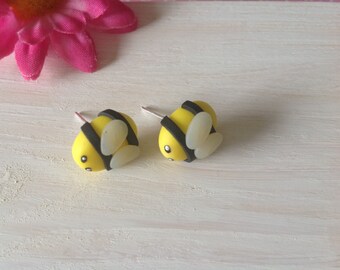 Bienen Ohrstecker aus Fimo, Ohrschmuck für Kinder, Schmuck für Fasching, Karneval