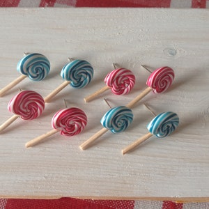Lolly Ohrstecker, Lutscher aus Fimo, Polymer clay Lollies, Candy Fakefood image 3
