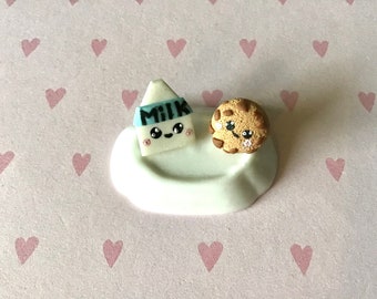 Keks und Milch Ohrstecker, Fimo Kawaii, Süße Ohrstecker aus Fimo, Schokoladenkeks Fimo, Milk and Cookie Polymer clay