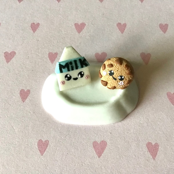 Keks und Milch Ohrstecker, Fimo Kawaii, Süße Ohrstecker aus Fimo, Schokoladenkeks Fimo, Milk and Cookie Polymer clay