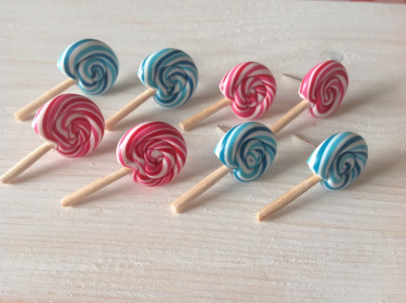 Lolly Ohrstecker, Lutscher aus Fimo, Polymer clay Lollies, Candy Fakefood image 1