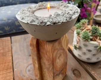 Kerzenleuchter Skog - Beton/Holz