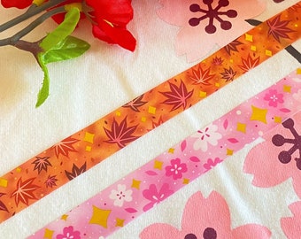 Sakura Flowers & Red Maple Leaves Washi Tape – Japanese Floral Design