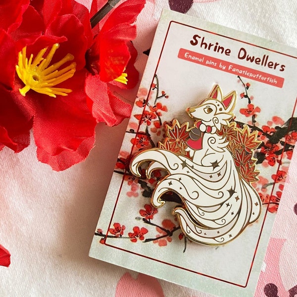 Kitsune Emaille Pin, Japanische Folklore Mini Pins, Schreinbewohner, Japanische Yokai Sammlung