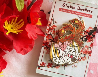 Hou-ou Phoenix Enamel Pin – Shrine Dwellers Japanese Yokai Folklore Pins