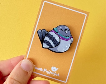 Chonky Pigeon Borb Wooden Pin, Animal, Bird Pin