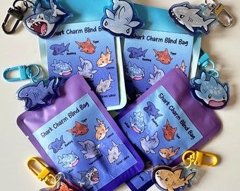 Cute Shark Charm Megalodon Hammerhead Great White Basking Whale Tiger Lemon Shark Mystery Blind Bag!  Acrylic Charm