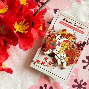Komainu Enamel Pin, Japanese Folklore Mini Pins, Shrine Dwellers, Japanese Yokai Collection