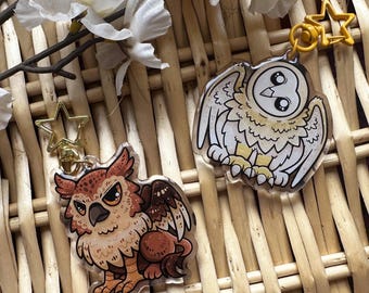 Owl Griffin Acrylic Charm – Mythical Creature Keyring