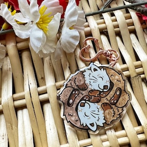 Cute Sea Otter Couple Acrylic Charm Keyring