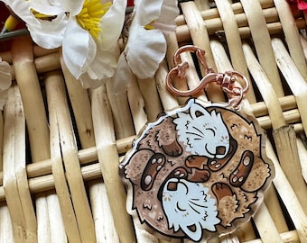 Sea Otter Couple Acrylic Keyring - Cute Animal Charm