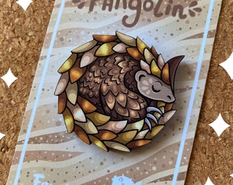 Pangolin Wooden Pin Animal Pins
