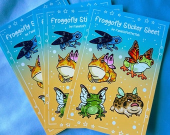 Süßer Feen Frosch Schmetterling Sticker Bogen