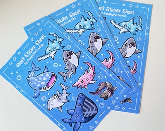 Cute Shark Sealife Sticker Sheet