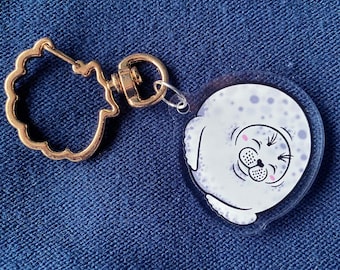Chonky Seal Pup Acrylic Keyring – Double-Sided Animal Charm