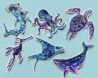 Galaxy Ocean Sticker Collection – Holografiska havsdjur