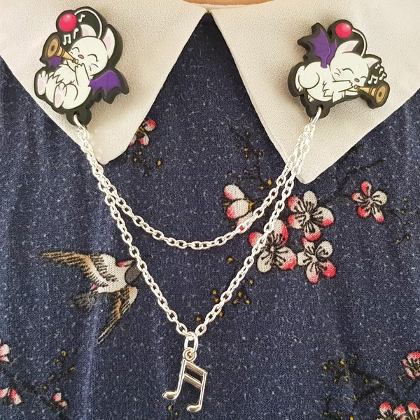 Малалement бавки Moogle Final Fantasy Connected Pins Collar Pins