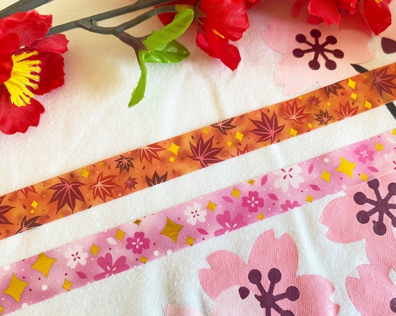1pc Clear Waterproof Tape With Red Maple And Cherry Blossom