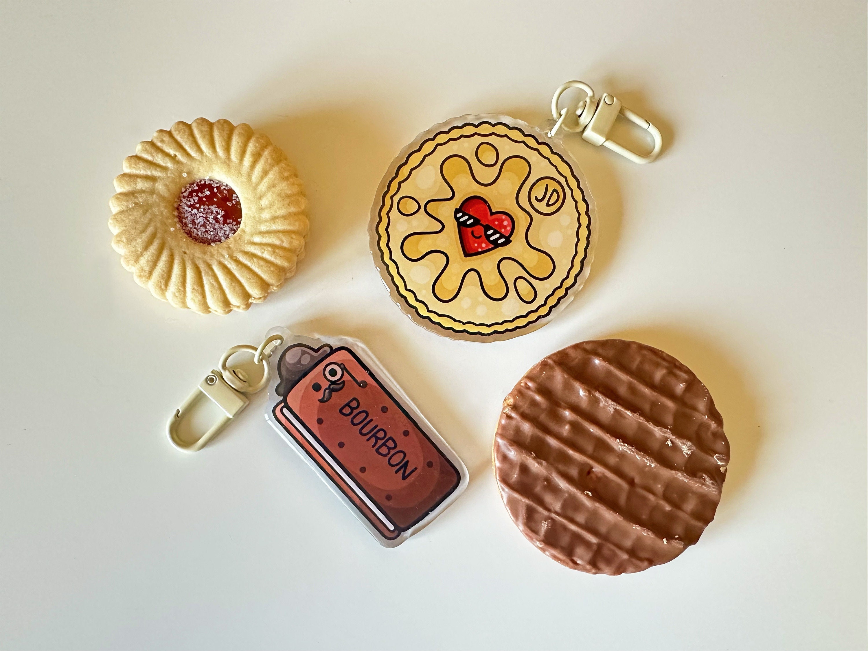 Confezione Da 3 Portachiavi Portafortuna A Forma Di Biscotto – Simpatici Ciondoli In PVC Per Borse E Zaini – Regalo Per Feste