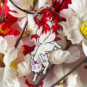 BIG Kitsune Halskette Charm Japanische Folklore Statement Halskette