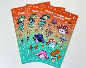 Cute Mushroom Cottagecore Sticker Sheet