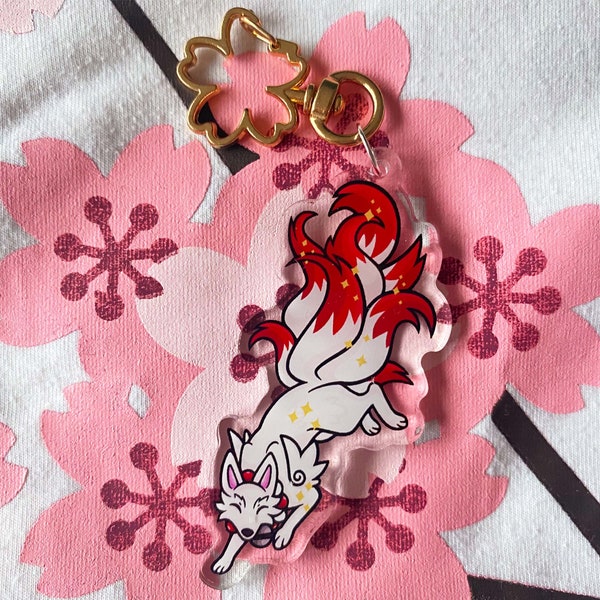 BIG Kitsune Keyring Japanese Folklore Acrylic Keyring