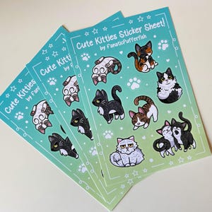 Cute Friend-shaped Cats Kitties Sticker Sheet