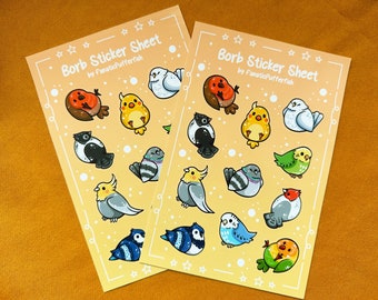 Borb Sticker Sheet, Round Bird Stickers