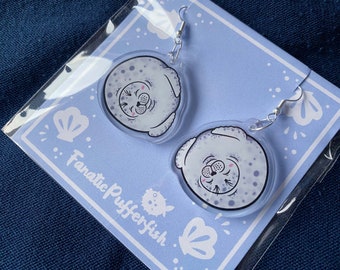Kolczyki akrylowe Chonky Seal Pup – okrągłe Sealife Jewelry (opcja na klips)