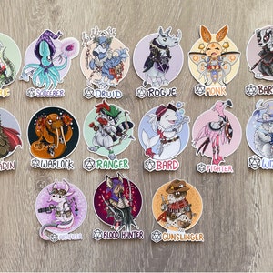 D&D, Dungeons and Dragons Animals, DnD, Classe, Trabalho, Função, Adesivos