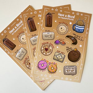 British Biscuit Sticker Sheet – Sweet Food Collection, Kiss-Cut Stickers
